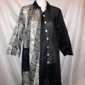 CHEYENNE Black and White Abstract Print Color Block Shirt Dress